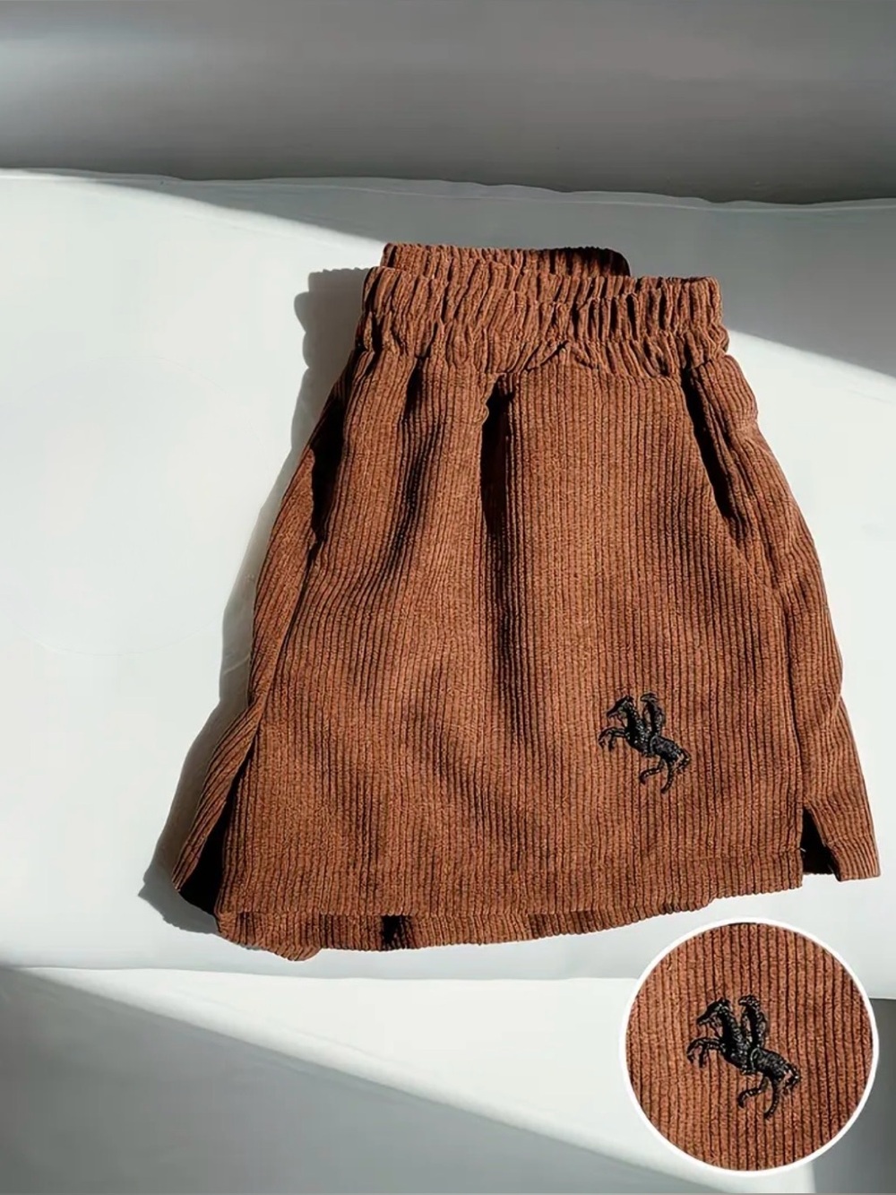 Embroidered Corduroy Shorts